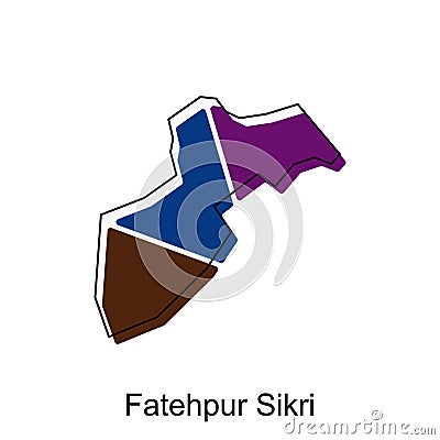 Fatehpur Sikri City of India map vector illustration, vector template with outline graphic sketch design Vector Illustration
