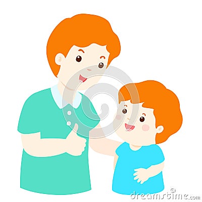 Father admire son character cartoon Vector Illustration