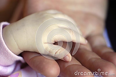 Father and baby hand Stock Photo