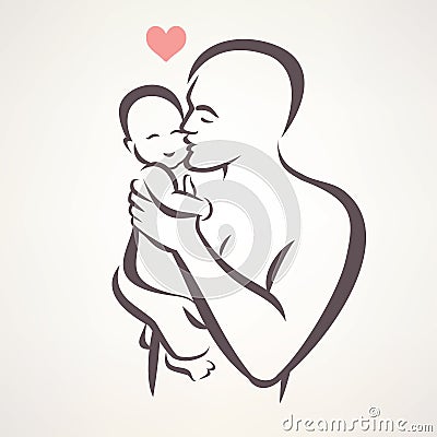 Father and baby Vector Illustration