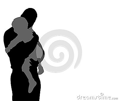 Father carrying his son silhouette with copy space Vector Illustration