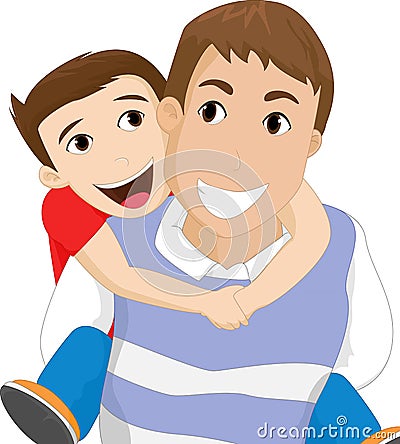 Father carrying his son Vector Illustration