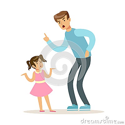 Father character scolding his daughter vector Illustration Vector Illustration