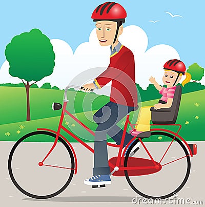 Father and child on bicycle Vector Illustration