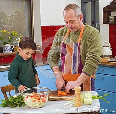 Father and child cooking Stock Photo