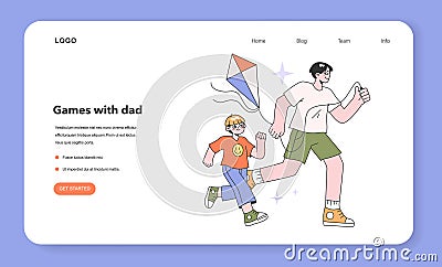 Father and children relationship. Happy loving family, positive parenting Cartoon Illustration