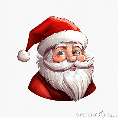 Father Christmas face portrait, also known as Santa Claus or Saint Nicholas during the December winter festive season, isolated on Cartoon Illustration