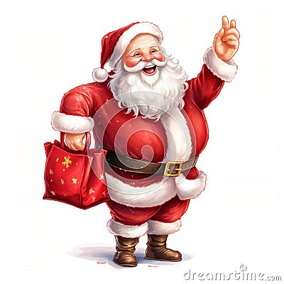 Father Christmas portrait, also known as Santa Claus or Saint Nicholas during the December winter festive season, isolated on a Cartoon Illustration
