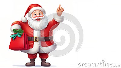 Father Christmas portrait of Santa Claus or Saint Nicholas during the December winter festive season isolated on a white Cartoon Illustration