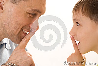 Father confer with his son Stock Photo