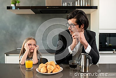 Father and daughter both annoyed and unhappy Stock Photo