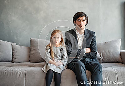 Father and daughter both annoyed and unhappy Stock Photo