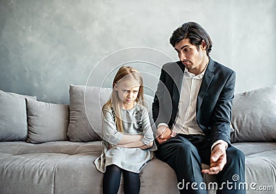 Father and daughter both annoyed and unhappy Stock Photo