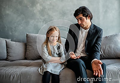 Father and daughter both annoyed and unhappy Stock Photo