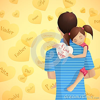 Father and Daughter Vector Illustration