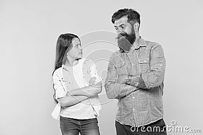 Father and daughter. Fathers day concept. Lovely father and cute kid. Child and father best friends. Parenthood and Stock Photo