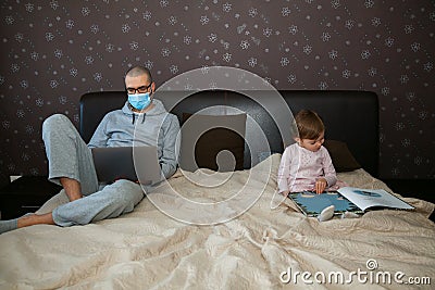 Father and daughter in a home quarantine Stock Photo
