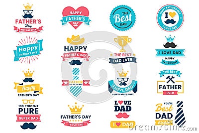 Father day Birthday Vector Logo for banner Vector Illustration