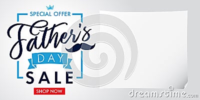 Special offer, Father`s Day sale light banner Vector Illustration