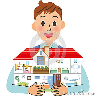 Father having a house Vector Illustration