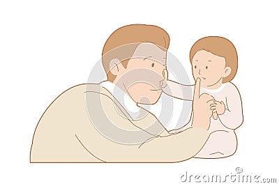 Father and his child in activity,sense of tenderness of children development, touching of love Vector Illustration