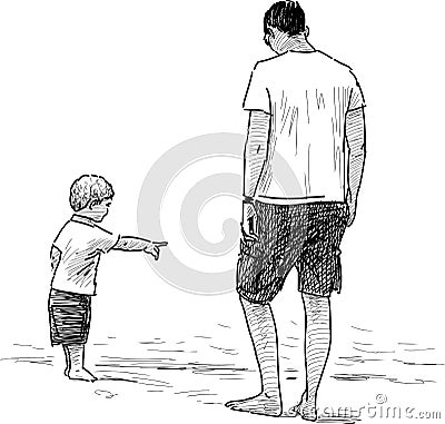 Father and his child Vector Illustration