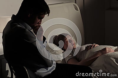 Father and his dying daughter Stock Photo