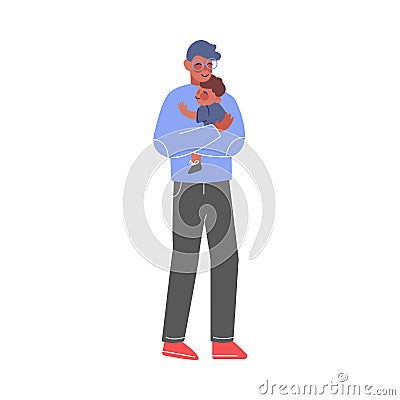 Father Holding His Toddler Son on His Hands, Parent and His Baby Having Good Time Together Vector Illustration Vector Illustration