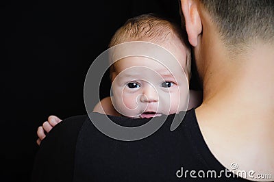 Father holding newborn baby Stock Photo