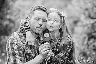 Father little girl enjoy summertime. Keep allergies from ruining your life. Seasonal allergies concept. Outgrow Stock Photo