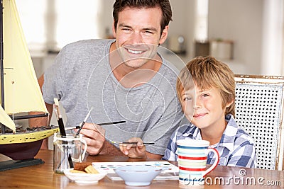 Father model making with son Stock Photo