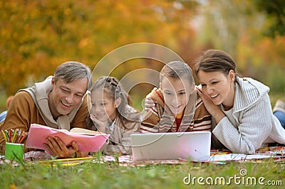 Father, mother and children Stock Photo