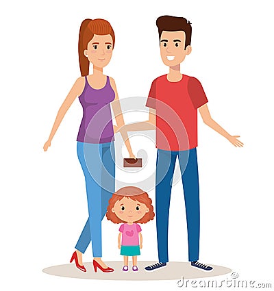 Father and mother with daughter Vector Illustration