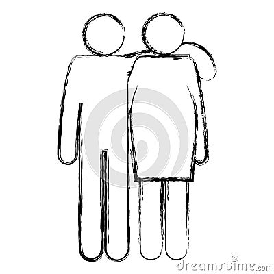 father with mother pregnancy silhouettes Cartoon Illustration