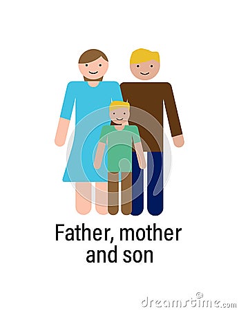 Father, mother and son icon can be used for web, logo, mobile app, UI, UX Vector Illustration