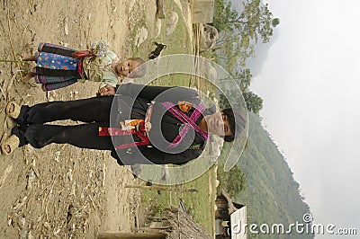 A father Phu La ethnic group Stock Photo