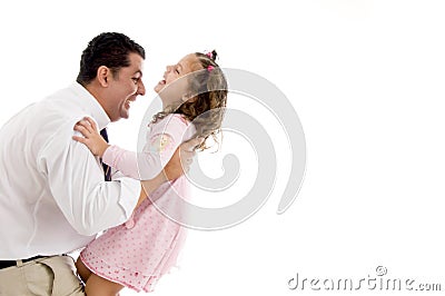 Father playing with his cute daughter Stock Photo