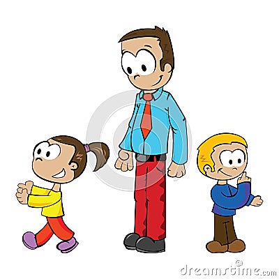 Father playing with kids Vector Illustration