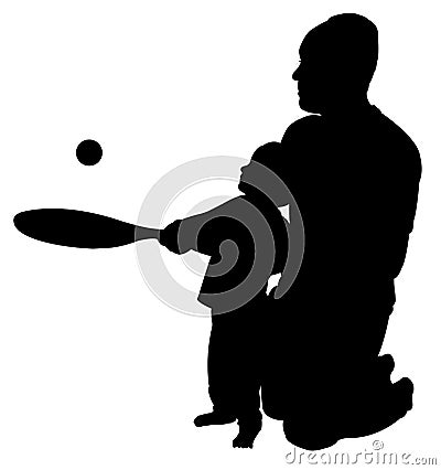 Father playing teaching to play tennis to his son Vector Illustration