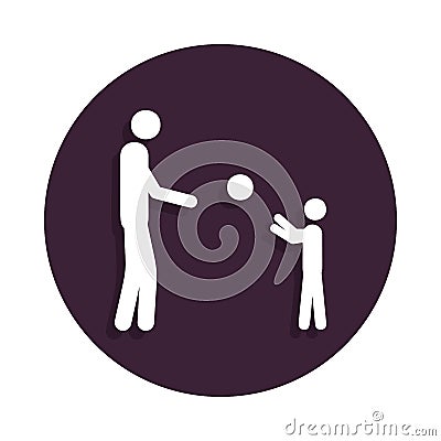 father plays with the child in the ball icon in badge style. One of marriage collection icon can be used for UI, UX Stock Photo