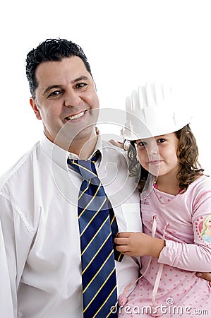 Father posing with his cute daughter Stock Photo