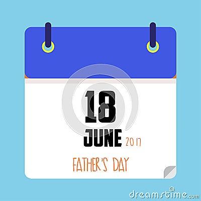 Father`s day calendar date Vector Illustration