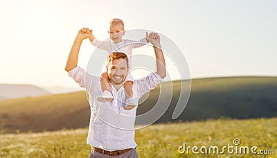 Father`s day. Happy family father and toddler son playing and l Stock Photo