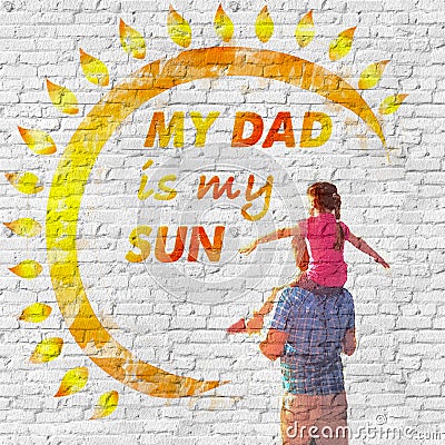 Father`s day. A love message on the wall Stock Photo