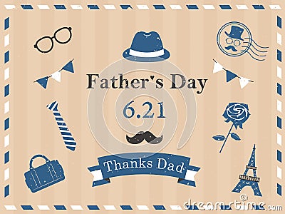 Father`s Day Message card Vector Illustration