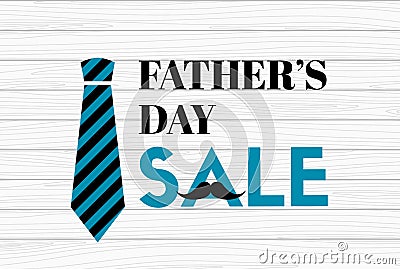 Father`s day sale banner on wooden background Vector Illustration