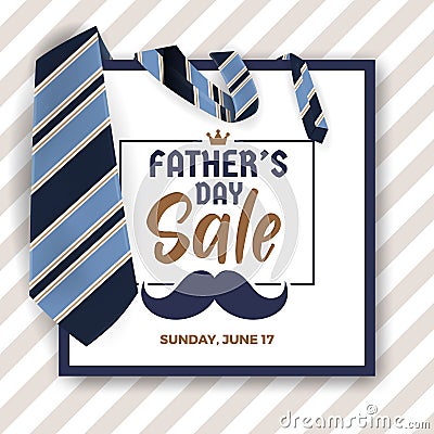 Father`s Day Sale Promotion Banner Vector Illustration