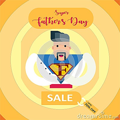 Fathers Day super sale banner, super dad, father vector illustration Vector Illustration