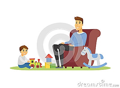 Father and son - cartoon people characters illustration Vector Illustration