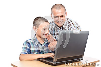 Father and son at the computer Stock Photo